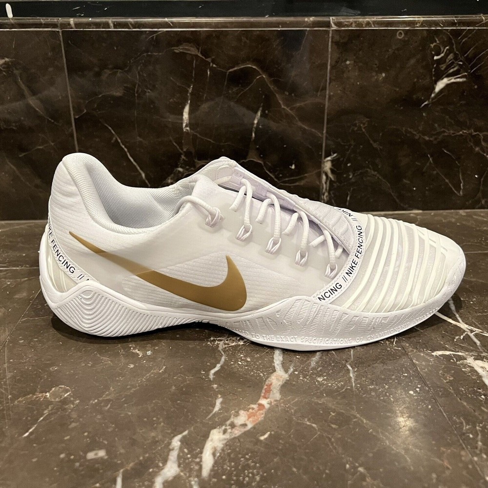 Nike Ballestra 2 Mens Size 14 White Gold Fencing Training Shoes AQ3533-107 New